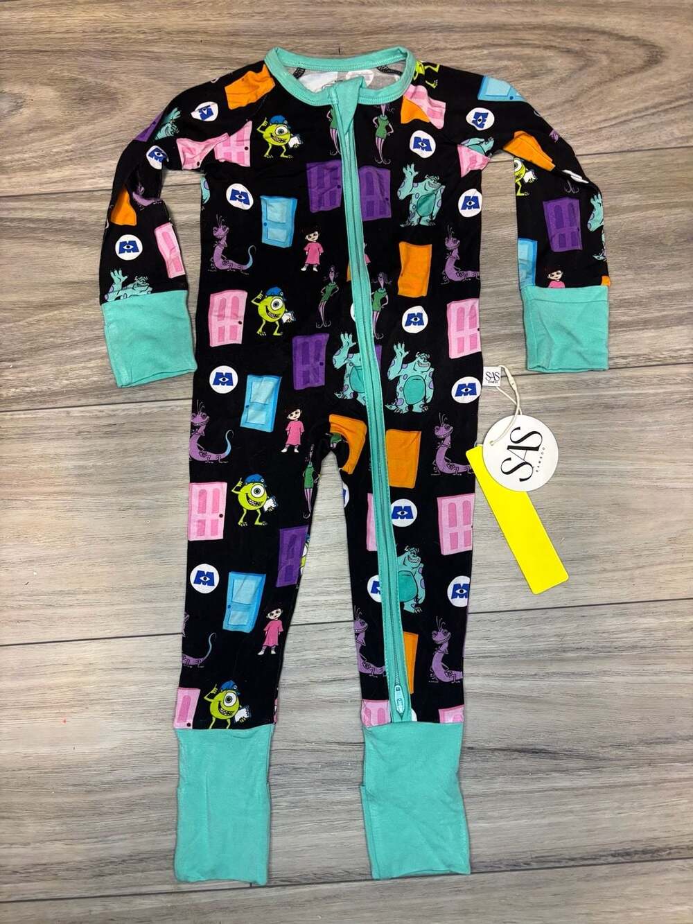 SAS Bamboo Monsters Inc. Zip Footie Pajamas 6-12M
